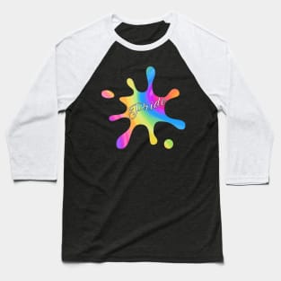 Pride Rainbow Paint Splatter Baseball T-Shirt